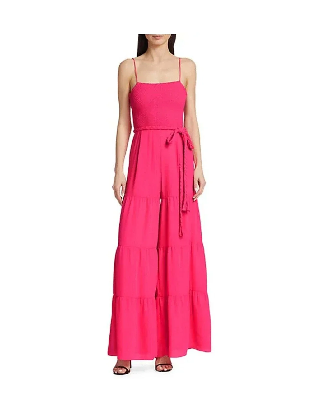 Alice & Olivia Women's Smocked Crepe Liya Jumpsuit Sz. 8 EUC